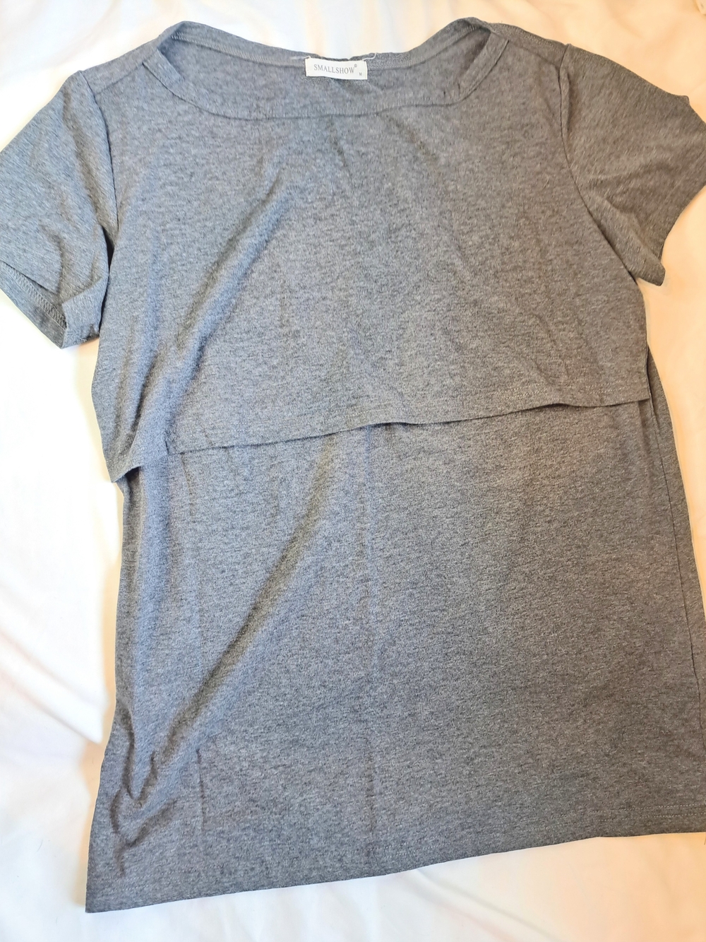 Smallshow Gray Short Sleeve Nursing-Style Top Medium